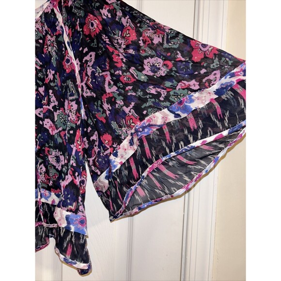 Isabel Marant Étoile Blouse Roxini Floral Print Sheer Navy Blue Pink Women's 34 - Picture 5 of 10